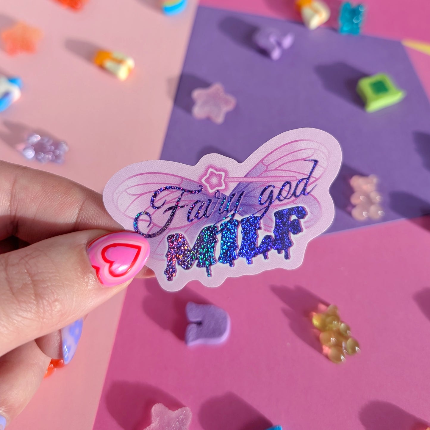 Fairy god MILF Glitter Sticker-Sticker-Candy Skies-Candy Skies