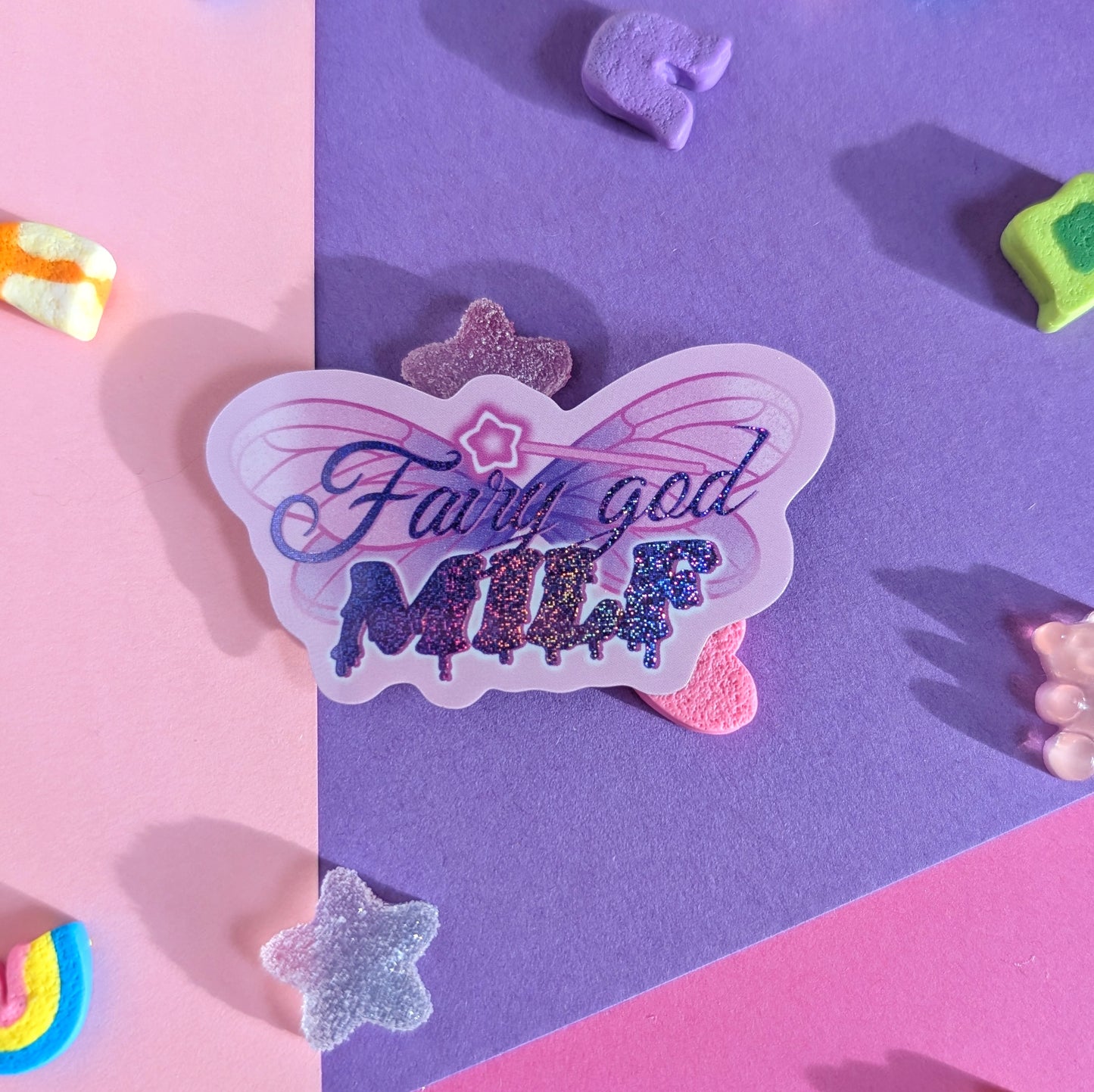 Fairy god MILF Glitter Sticker-Sticker-Candy Skies-Candy Skies