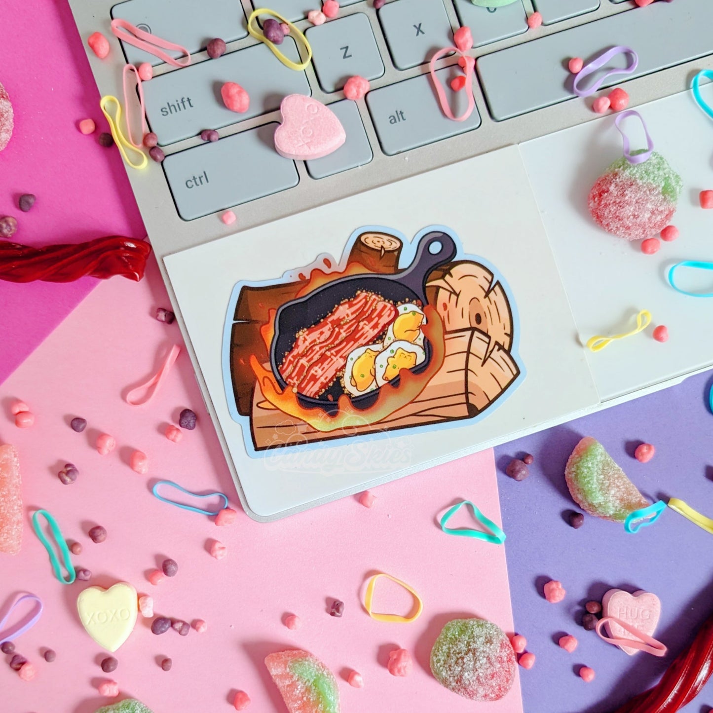 Bacon and Eggs Holographic Sticker-Sticker-Candy Skies-Candy Skies