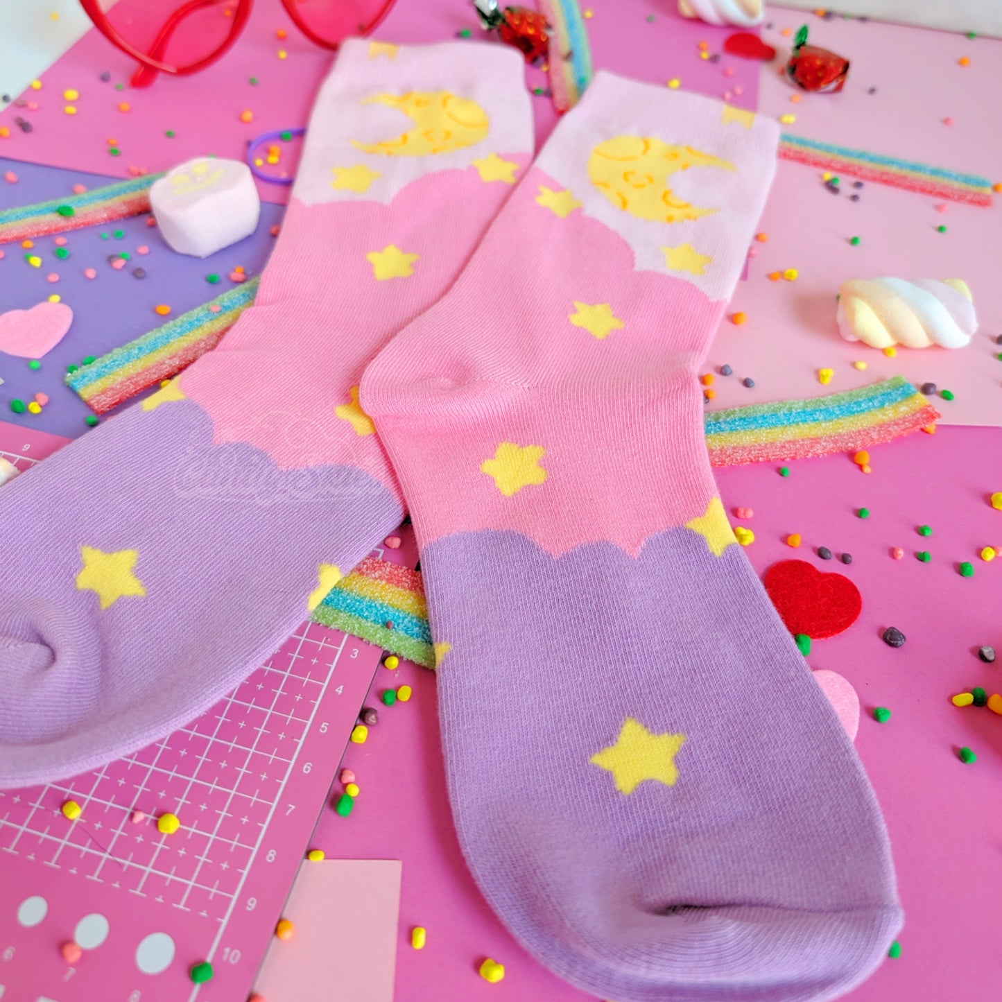 Cotton Candy Skies Crew Socks-Socks-Candy Skies-Medium-Candy Skies