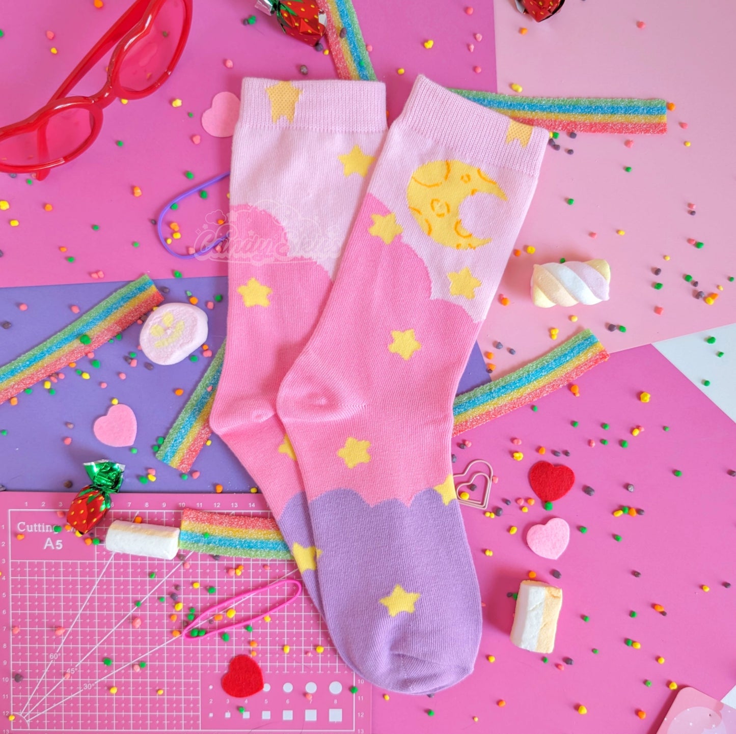 Cotton Candy Skies Crew Socks-Socks-Candy Skies-Medium-Candy Skies