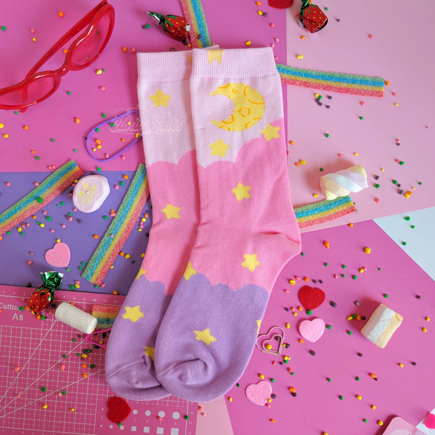 Cotton Candy Skies Crew Socks-Socks-Candy Skies-Medium-Candy Skies