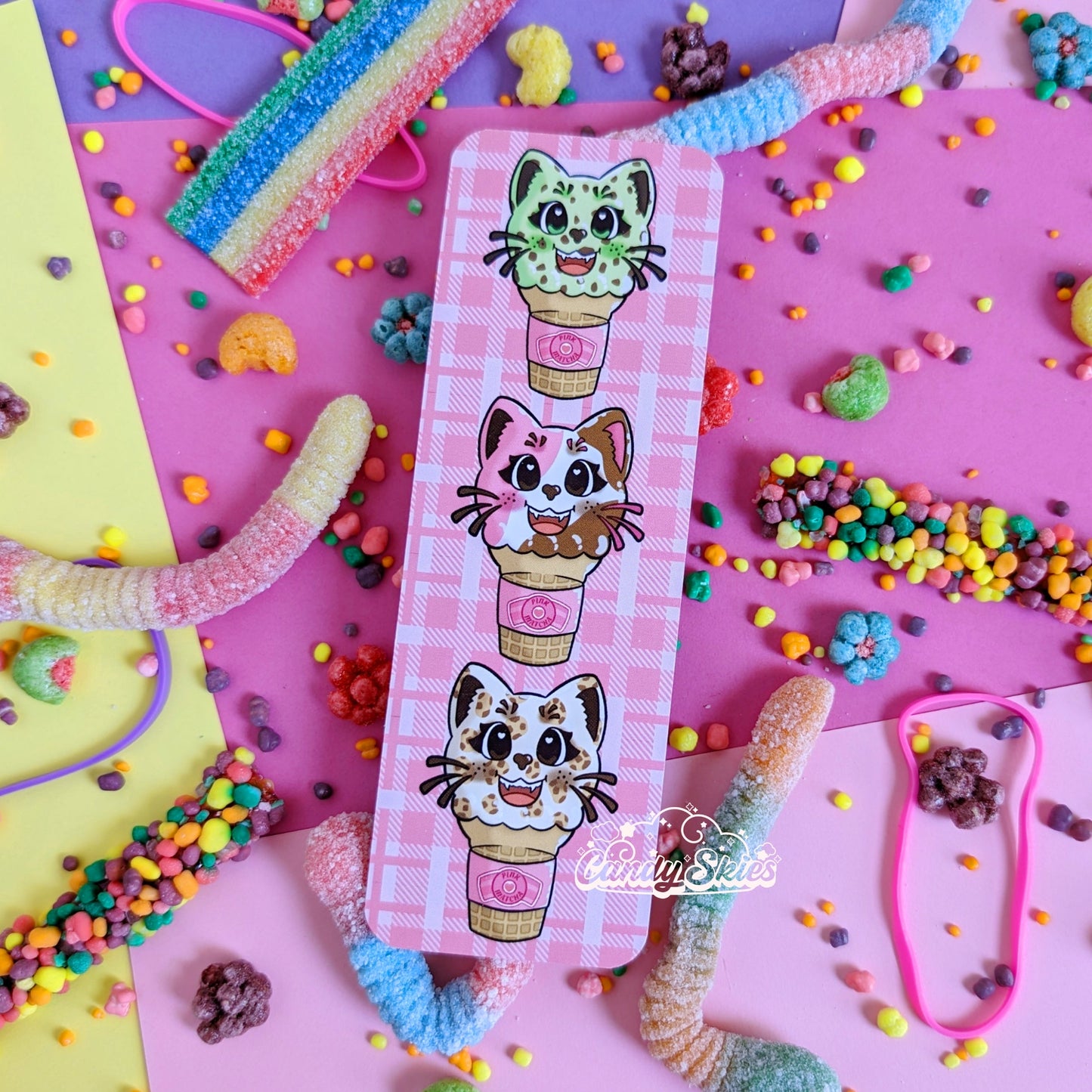 Ice Cream Kitties Bookmark-Bookmarks-Candy Skies-Candy Skies