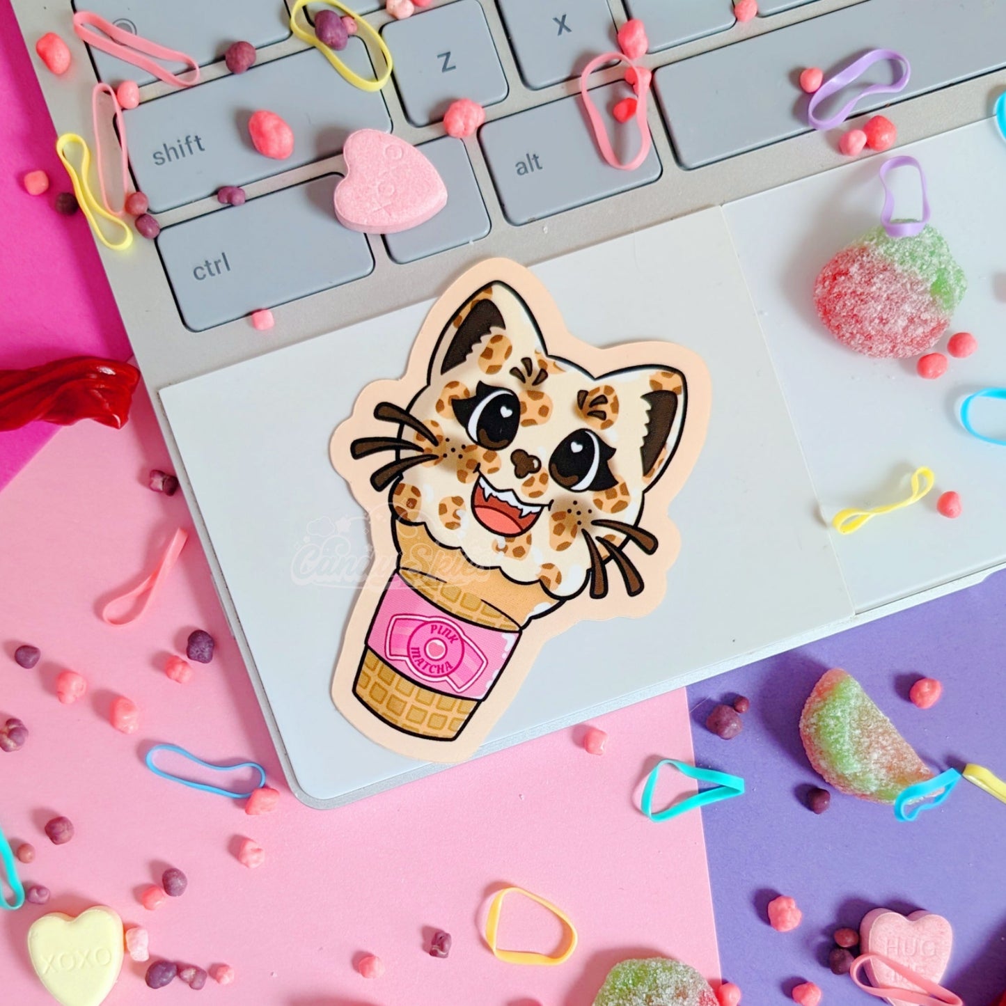 Ice Cream Kitty Sticker-Sticker-Candy Skies-Neapolitan-Candy Skies