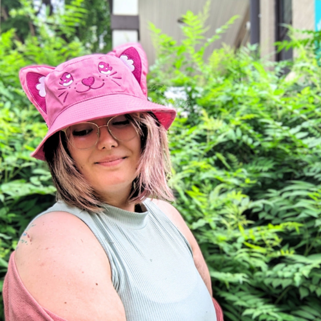 Kitty Cat Bucket Hat-Hats-Candy Skies-Pink-Candy Skies