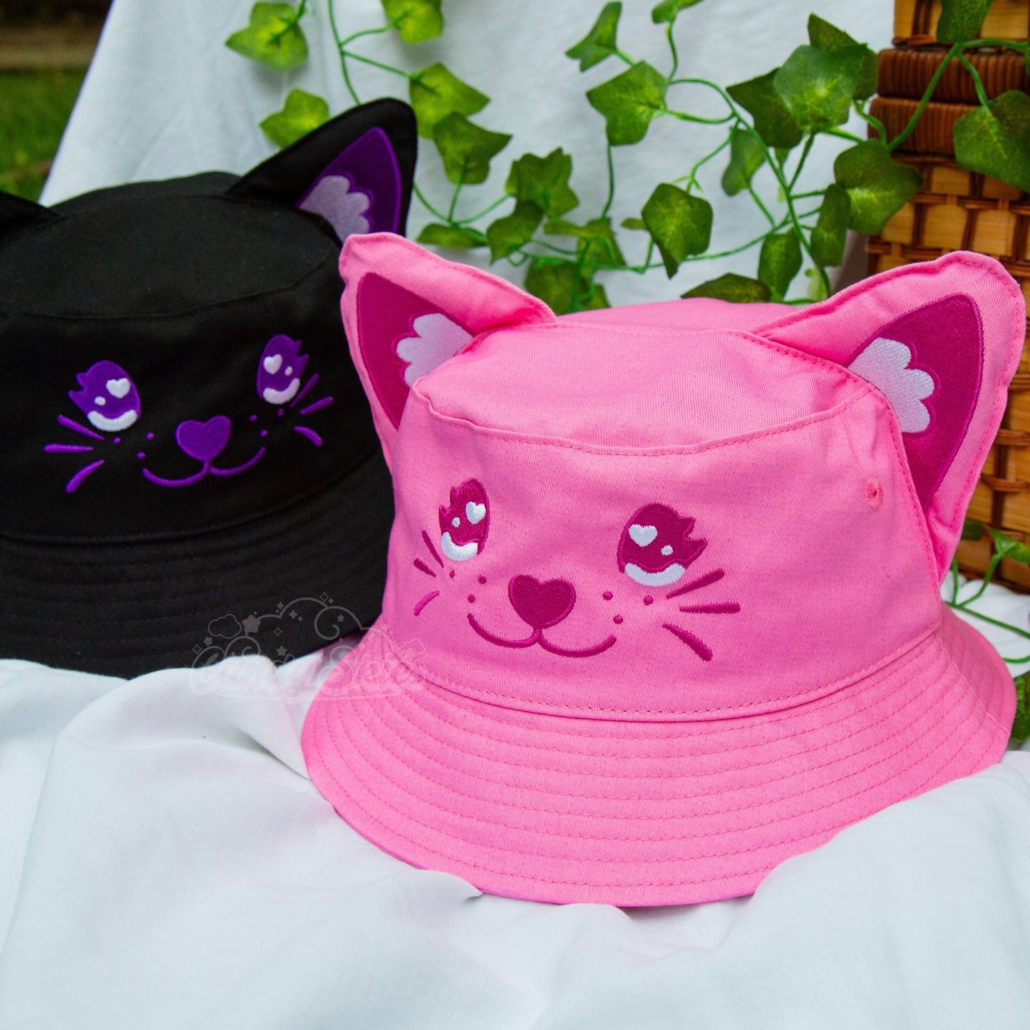 Kitty Cat Bucket Hat-Hats-Candy Skies-Pink-Candy Skies