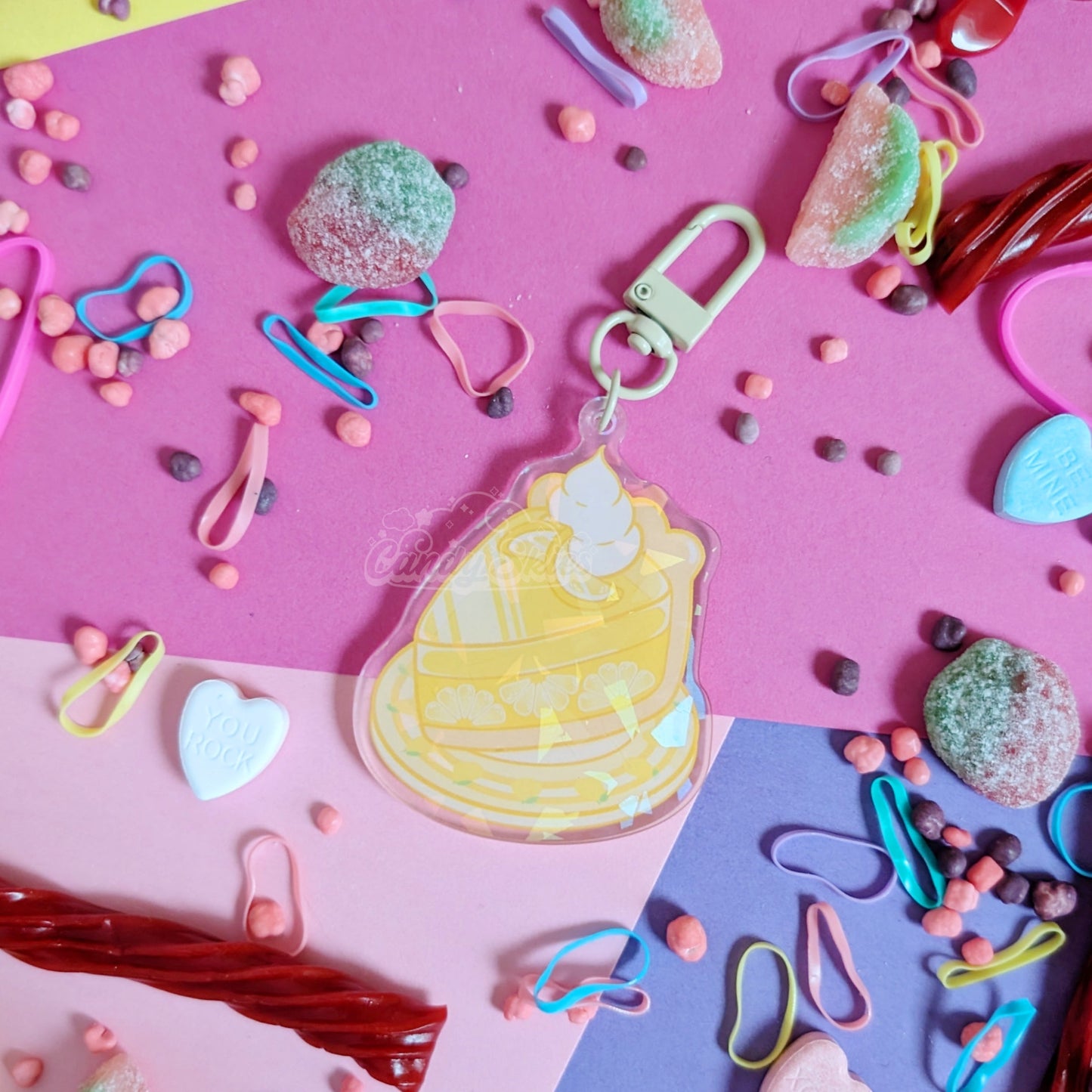 Lemon Jelly Pie Holographic Charm-Keychain-Candy Skies-Candy Skies