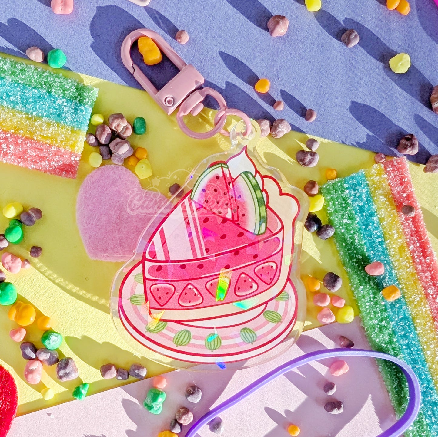 Watermelon Jelly Pie Holographic Charm-Keychain-Candy Skies-Candy Skies