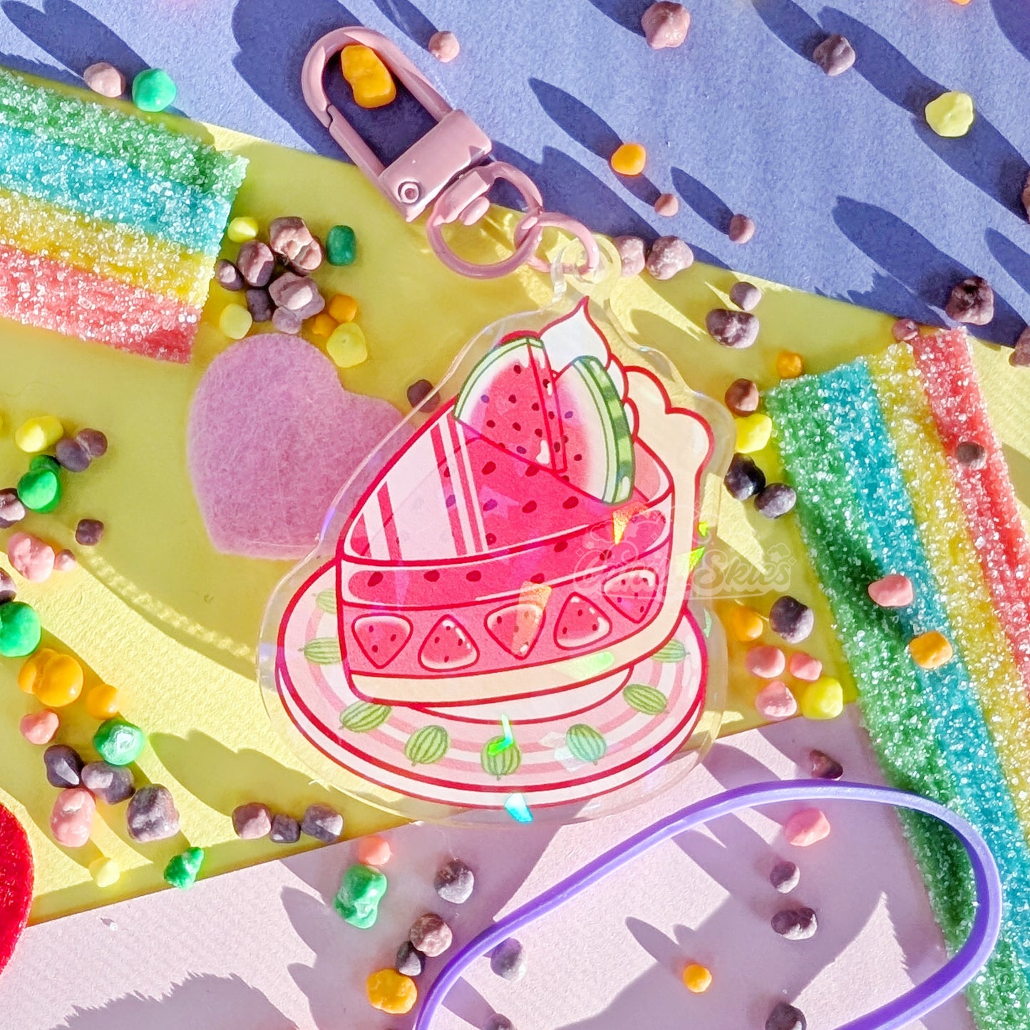 Watermelon Jelly Pie Holographic Charm-Keychain-Candy Skies-Candy Skies