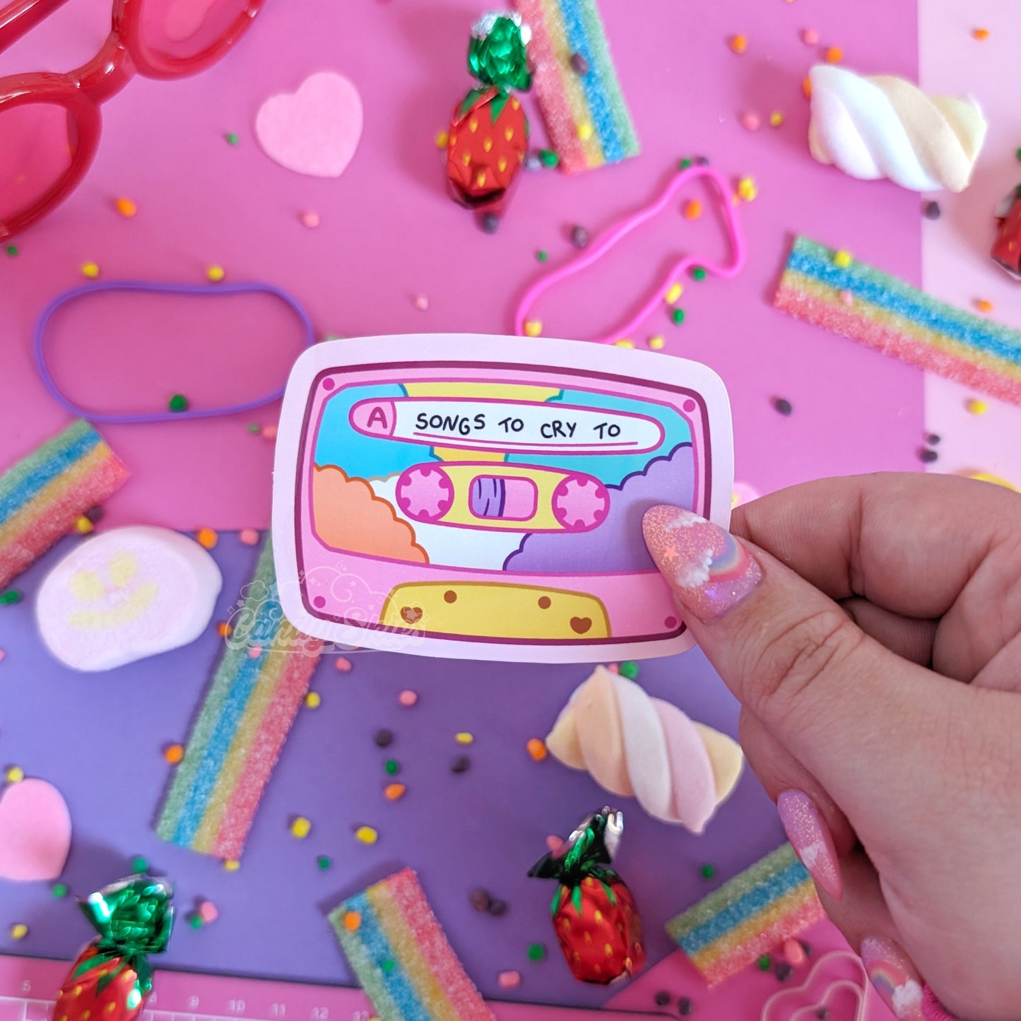 Songs to Cry To Cassette Tape Sticker-Sticker-Candy Skies-Candy Skies