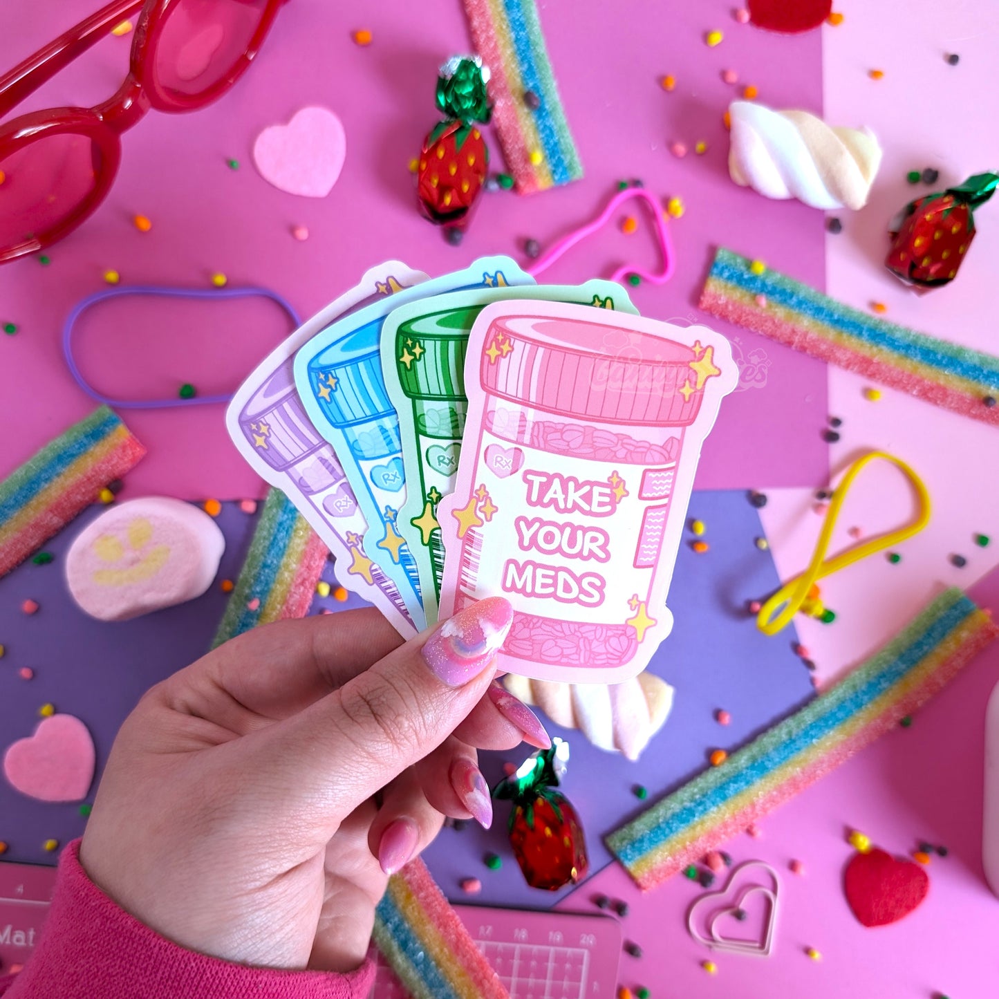 Take Your Meds Sticker-Sticker-Candy Skies-Pink-Candy Skies