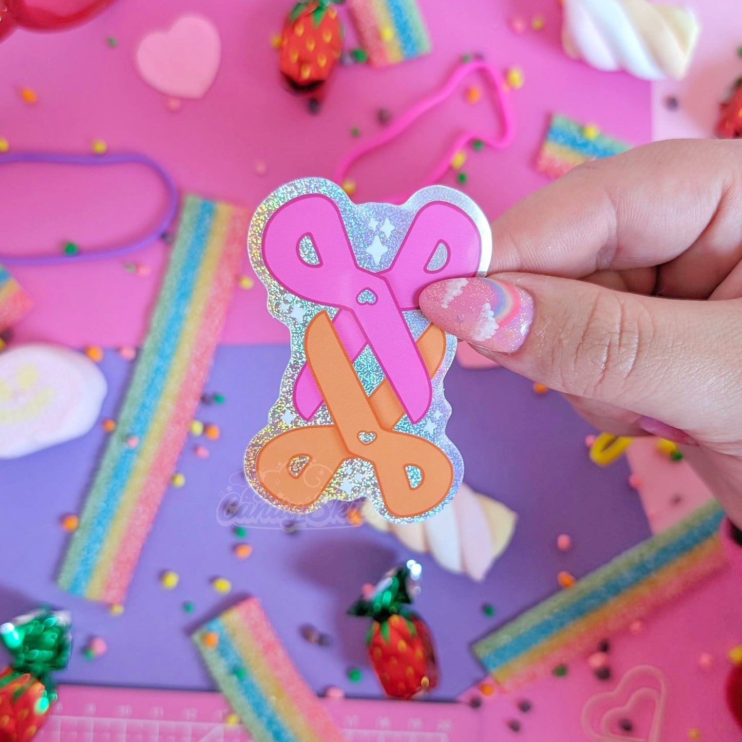Scissoring Scissors Glitter Sticker-Sticker-Candy Skies-Candy Skies
