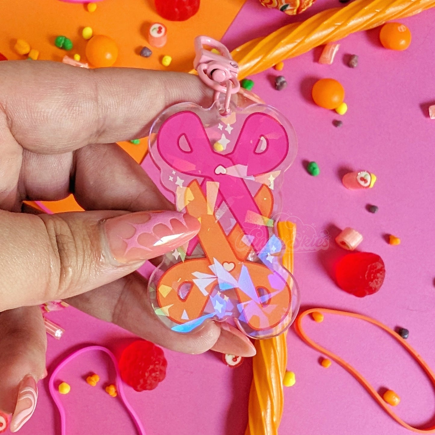 Scissoring Scissors Holographic Charm-Keychain-Candy Skies-Candy Skies