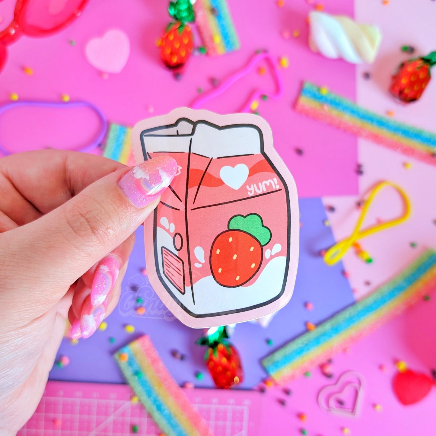Strawberry Milk Sticker-Sticker-Candy Skies-Candy Skies
