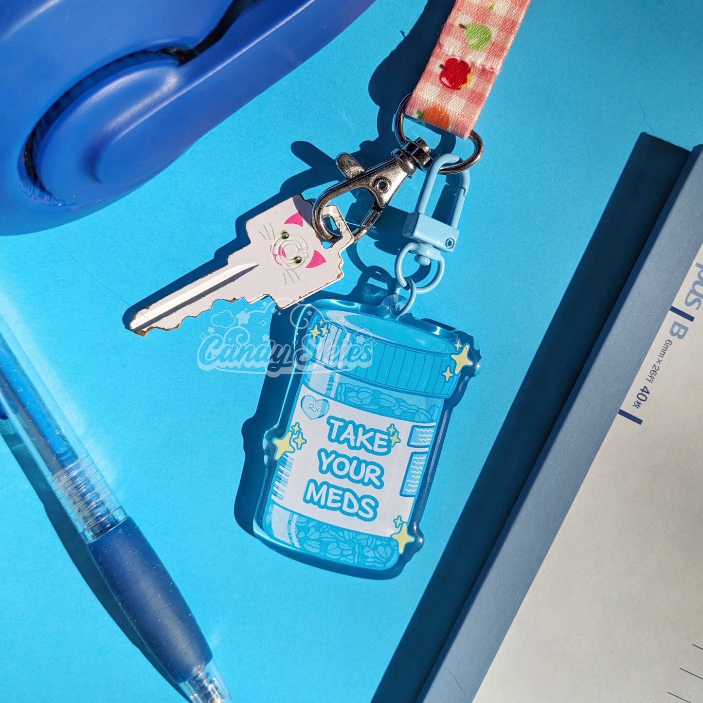 Take Your Meds Charm-Keychain-Candy Skies-Pink-Candy Skies