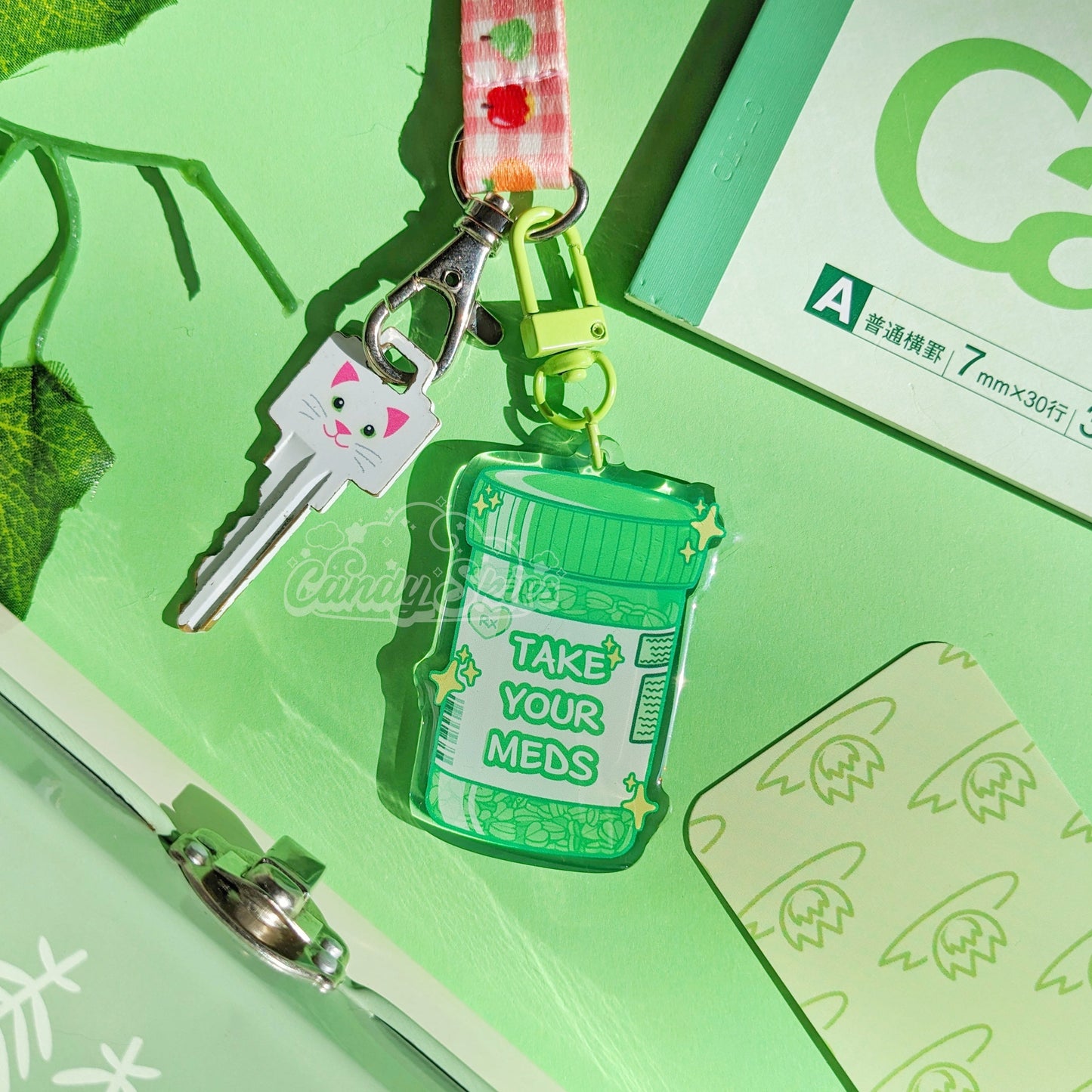 Take Your Meds Charm-Keychain-Candy Skies-Pink-Candy Skies