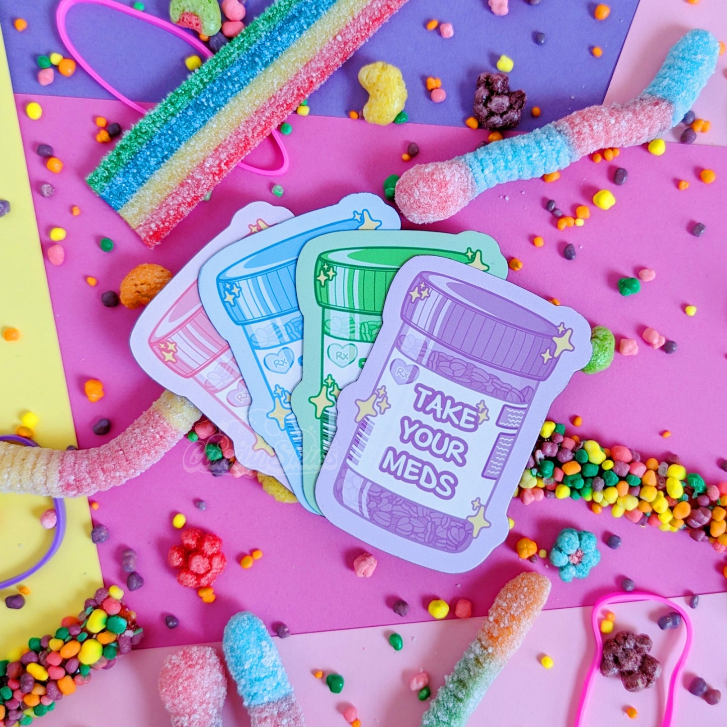 Take Your Meds Fridge Magnet-Magnet-Candy Skies-Pink-Candy Skies