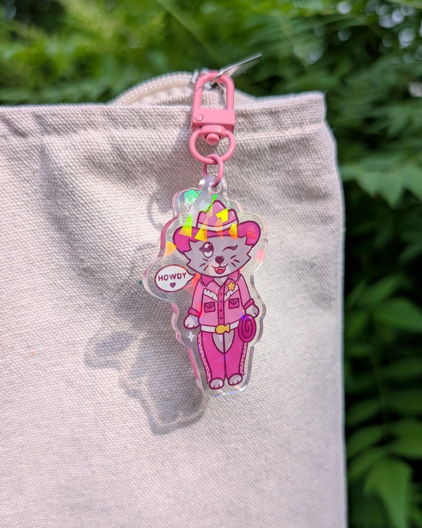 (discounted) Pink Pony Catboy Holographic Charm-Keychain-Candy Skies-Candy Skies