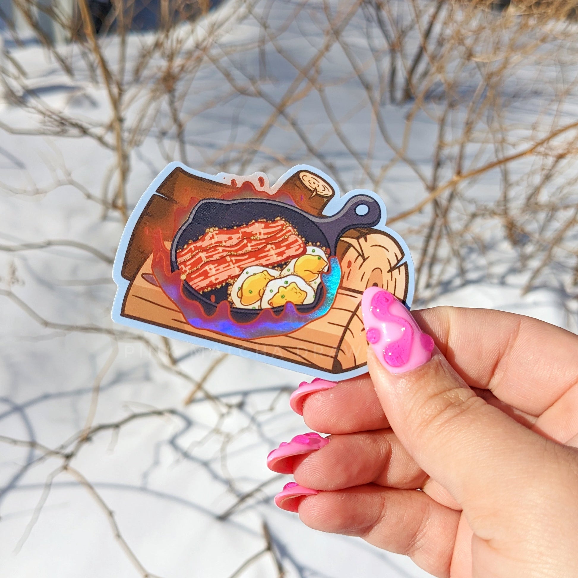 Bacon and Eggs Holographic Sticker-Sticker-Candy Skies-Candy Skies