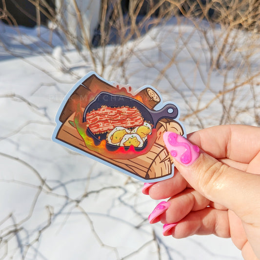 Bacon and Eggs Holographic Sticker-Sticker-Candy Skies-Candy Skies
