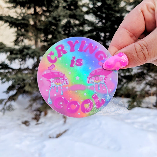 Crying is Cool Holographic Sticker-Sticker-Candy Skies-Candy Skies