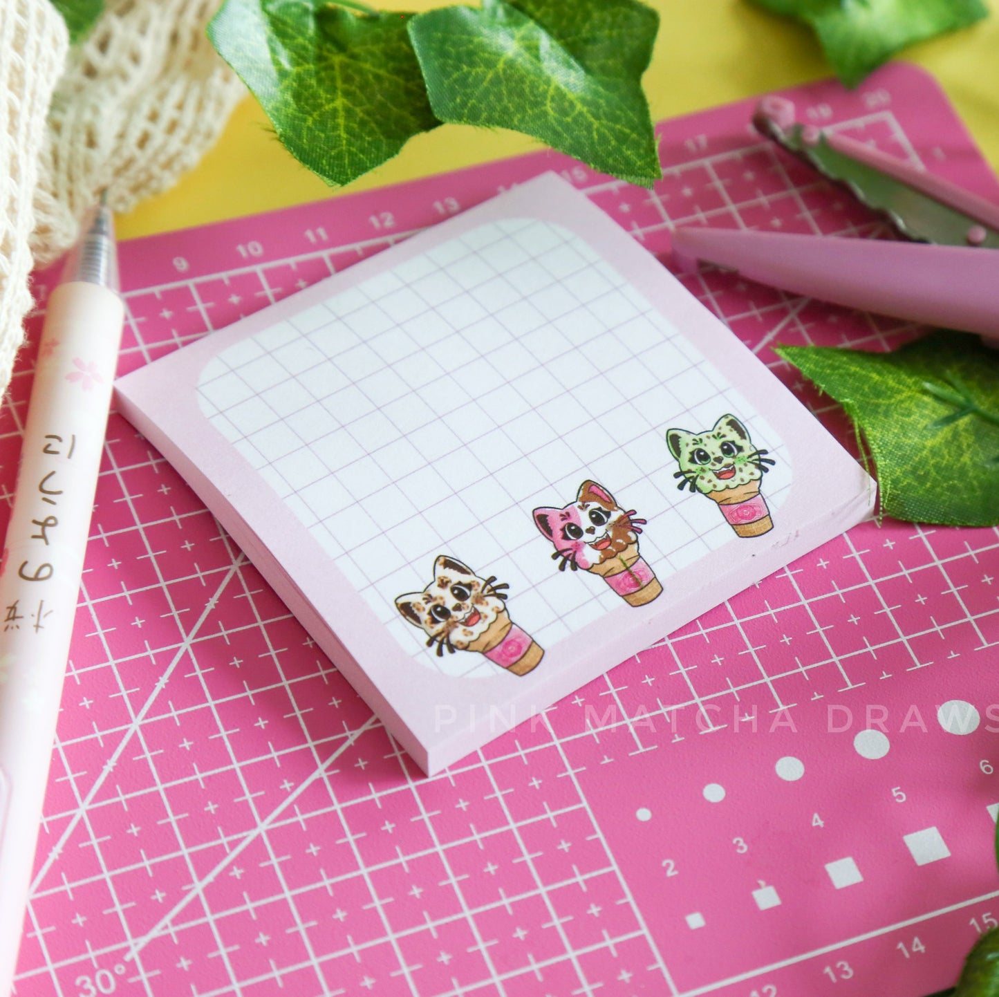 Ice Cream Kitties Sticky Note Pad-Stationery-Candy Skies-Candy Skies