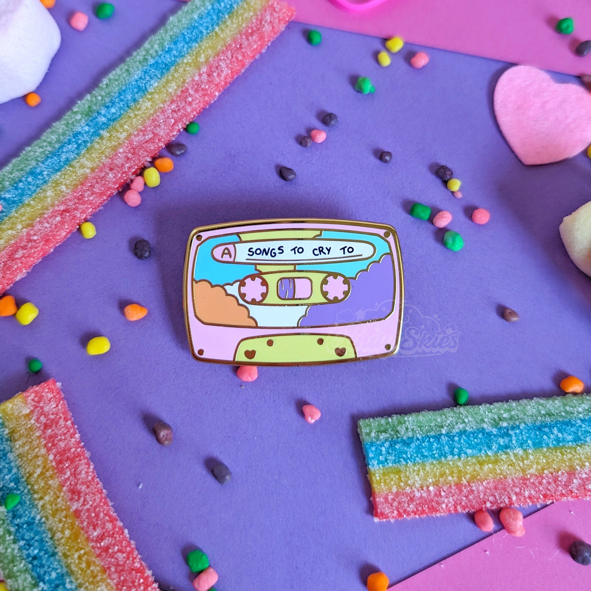 Songs To Cry To Cassette Enamel Pin-Enamel Pin-Candy Skies-Candy Skies